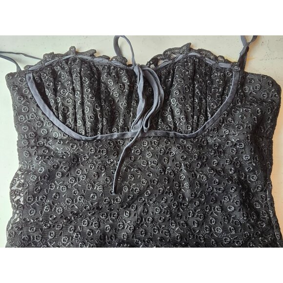 Vintage Betsey Johnson Black Silk Lace Slip Dress 90s Y2K Lingerie Style USA - Picture 3 of 9